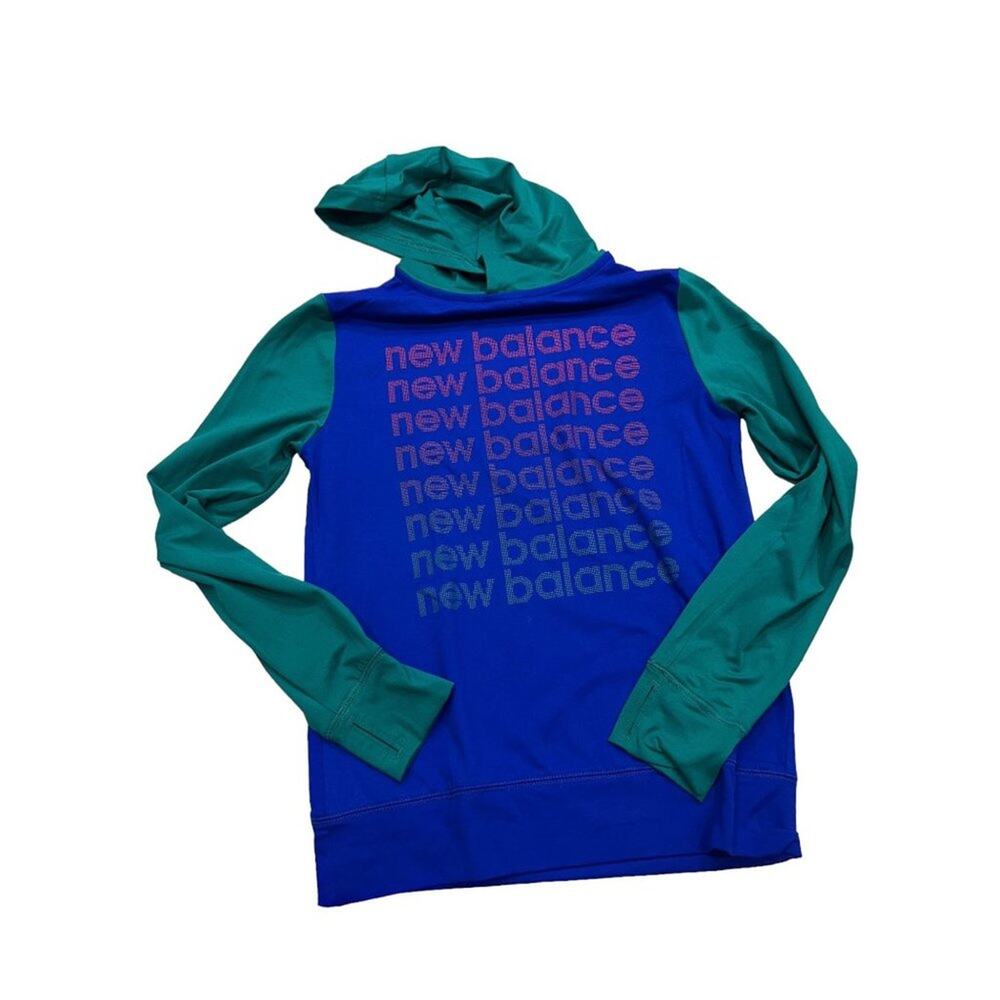 New Balance Girls‎ Size 10 - 12 M Hoodie Pullover Top Active Long Sleeve Blue
